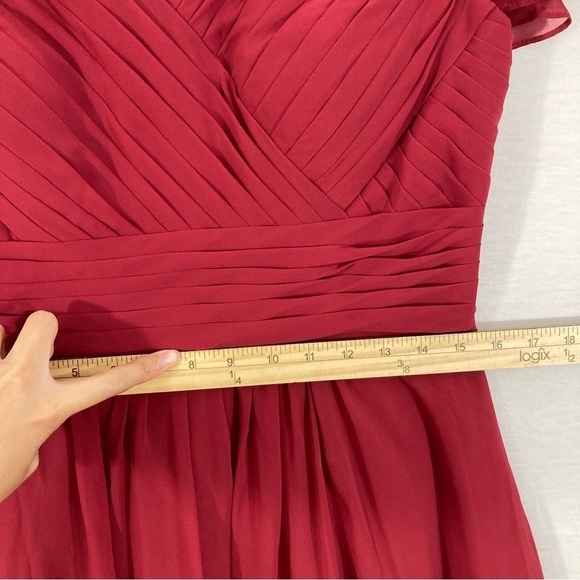 Azazie Burgundy Bridesmaid Midi Dress Size A12 - Picture 6 of 11